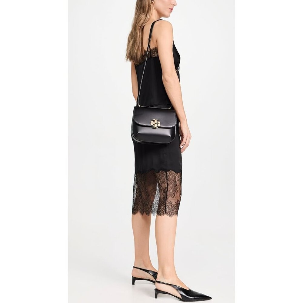 Tory Burch Eleanor Slim Saddlebag Black OS - Picture 16 of 16